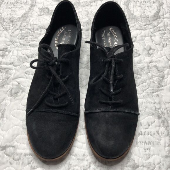 Kork-Ease Shoes - Kork Ease Tillery Women Oxford 10 Cap Toe Shoe Black Leather Flat Menswear Style